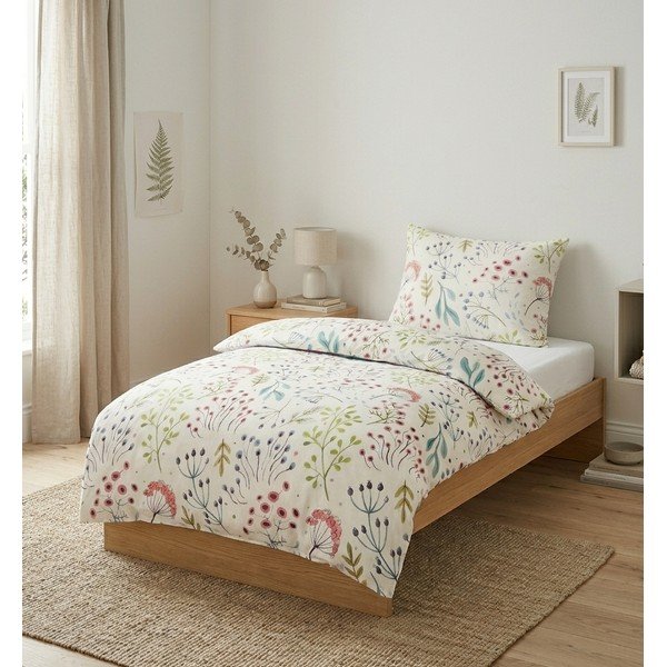 Biele obliečky na jednolôžko z bavlneného saténu 140x200 cm Jasmine – My House-image-1