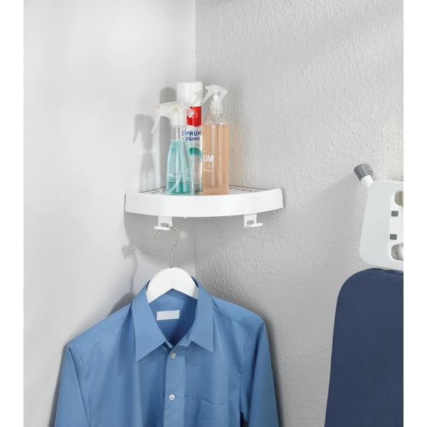Biela rohová samodržiaca plastová kúpeľňová polička Quick-Fit - Allstar-image-3