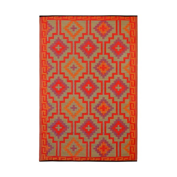 Oranžovo-fialový obojstranný vonkajší koberec z recyklovaného plastu Fab Hab Lhasa Orange & Violet, 90 x 150 cm