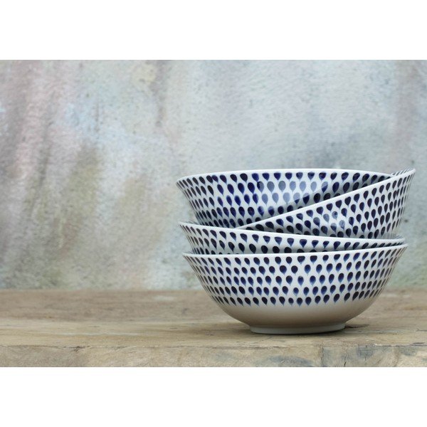 Bielo-modrá kameninová misa Nkuku Indigo Drop, ø 17 cm-image-1