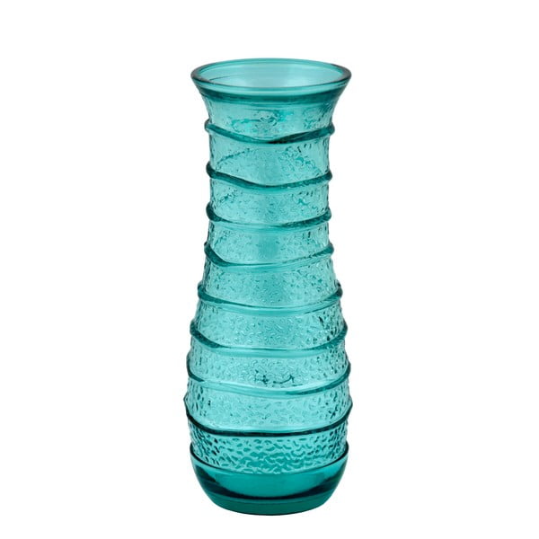 Tyrkysovomodrá váza z recyklovaného skla Ego Dekor Organic, výška 25 cm