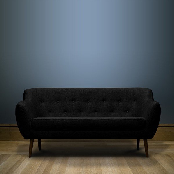 Čierna pohovka pre troch Mazzini Sofas Piemont, hnedé nohy