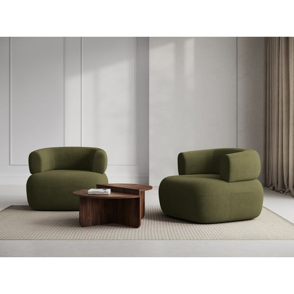 Zelené kreslo z textílie buklé Jenny – Micadoni Home-image-1