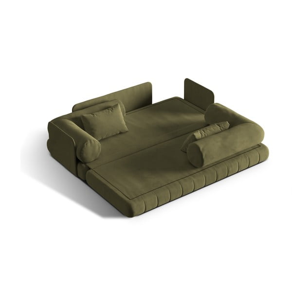 Zelená zamatová rozkladacia pohovka 206 cm Kemi – Cosmopolitan Design-image-1