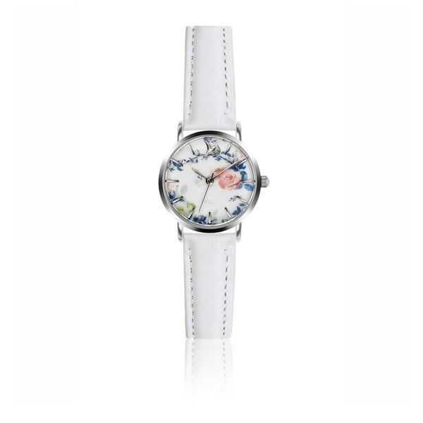 Dámske hodinky s bielym remienkom z pravej kože v bielej farbe Emily Westwood Rosa