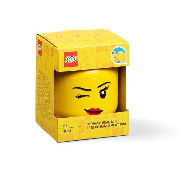 Žltá úložná škatuľa v tvare hlavy LEGO® whinky, 10,5 x 10,6 x 12 cm-image-4