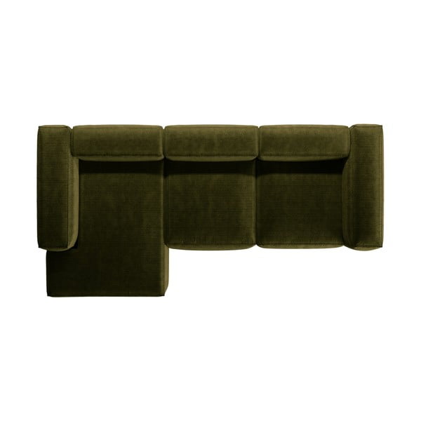 Zelená menčestrová rohová pohovka (ľavý roh/s leňoškou) Bergamo – Cosmopolitan Design-image-3