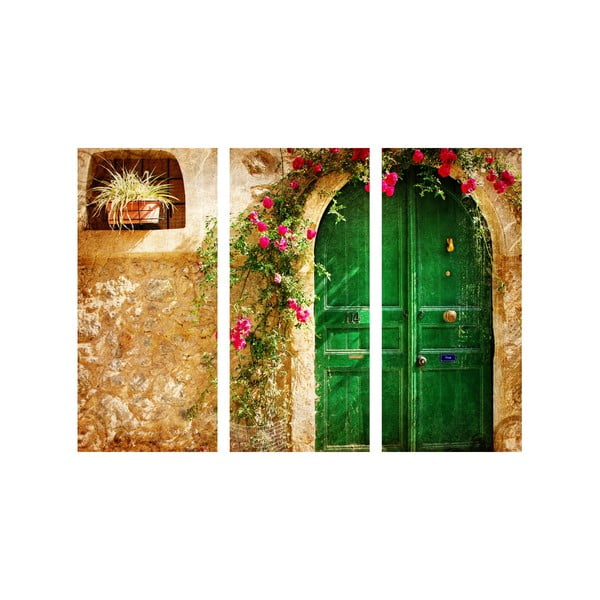 3-dielny obraz Zelené dvere