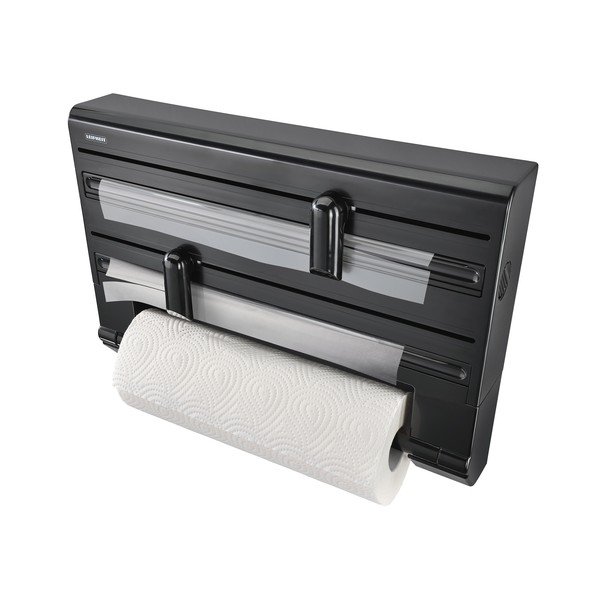 Čierny nástenný plastový držiak na fólie a papierové utierky Parat – LEIFHEIT