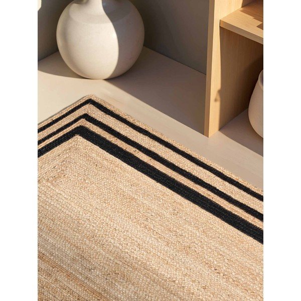 Čierny/v prírodnej farbe obojstranný/ručne tkaný jutový koberec 120x170 cm Jutta – Hanse Home-image-3