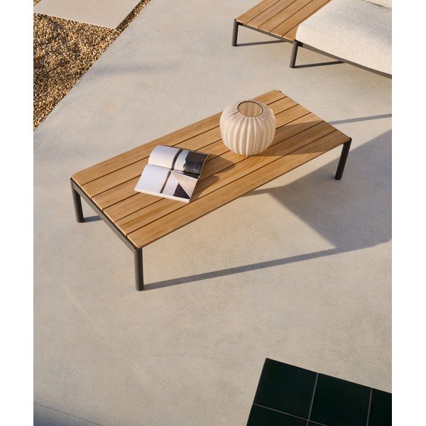 Záhradný konferenčný stolík z teakového dreva 63x149 cm Sorells – Kave Home-image-2