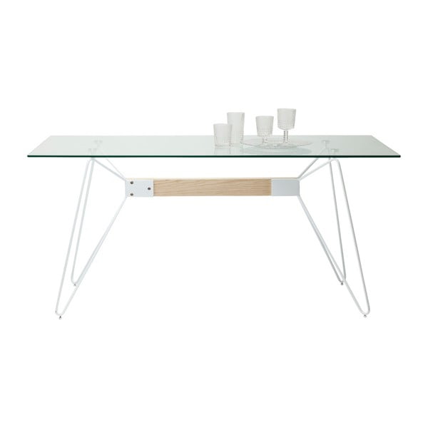 Biely jedálenský stôl s doskou z tvrdeného skla Kare Design Slope, 200 × 90 cm