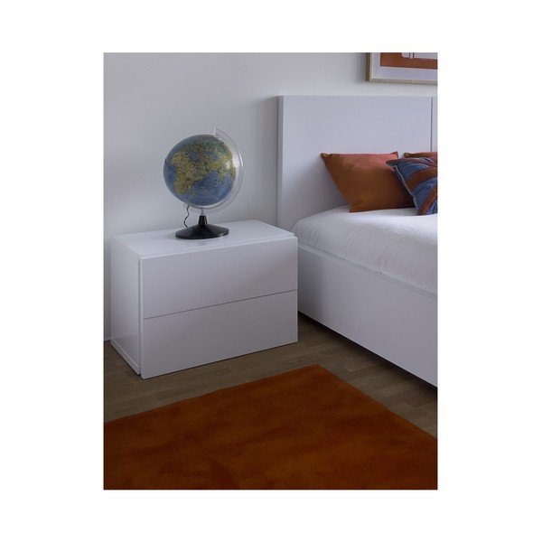 Biely lesklý nočný stolík s 2 zásuvkami TemaHome Aurora-image-1