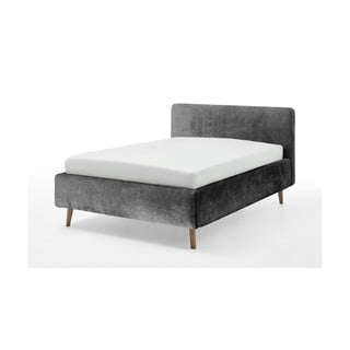 Tmavosivá čalúnená dvojlôžková posteľ s úložným priestorom s roštom 140x200 cm Mattis - Meise Möbel