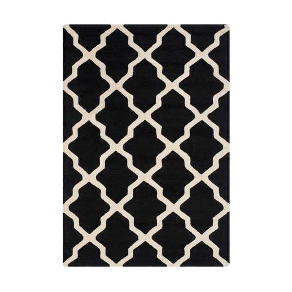 Čierny vlnený koberec Ava Black, 121 × 182 cm