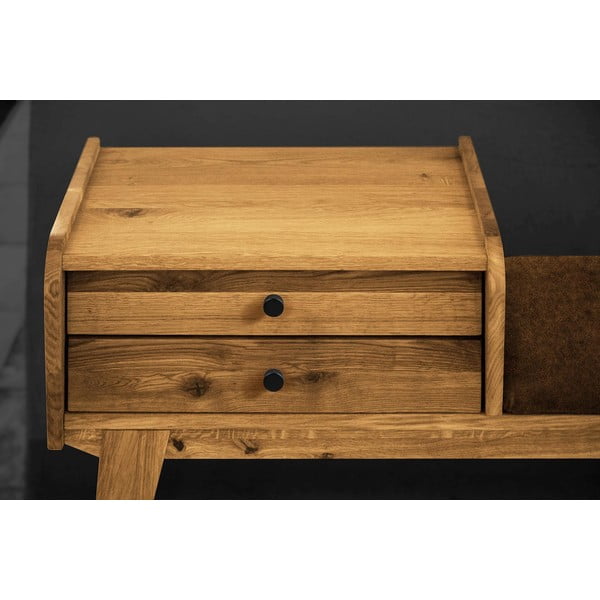 Lavica so zásuvkami z dubového dreva s oranžovým sedákom Retro - The Beds-image-4