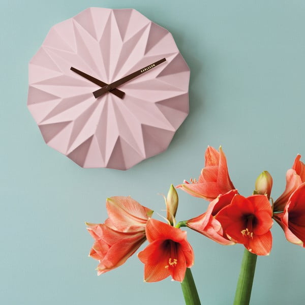 Ružové nástenné hodiny Karlsson Origami-image-1