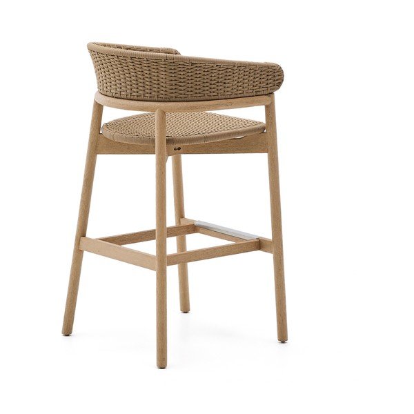 Drevená záhradná barová stolička v prírodnej farbe Arinella – Kave Home-image-4