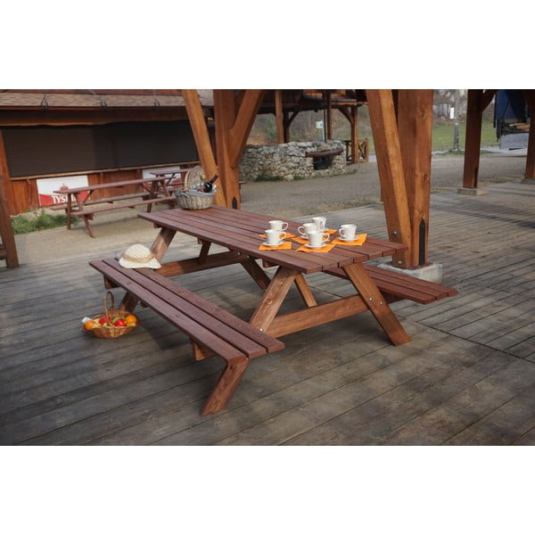 Záhradný jedálenský set z borovicového dreva pre 6 Piknik - Rojaplast-image-3