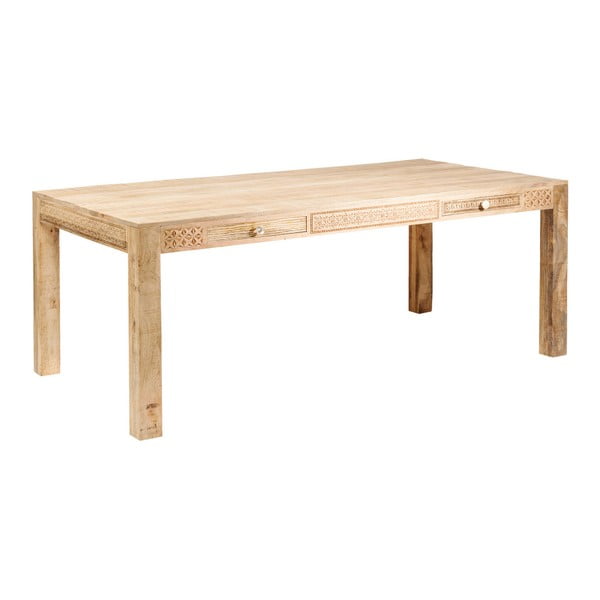 Jedálenský stôl s 2 zásuvkami a ručne vyrezávanými detailmi Kare Design Plain, dĺžka 200 cm
