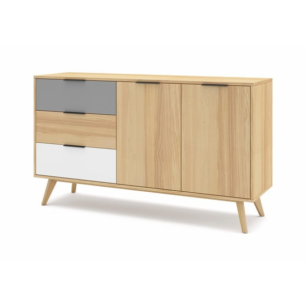 Nízka komoda z borovicového dreva v prírodnej farbe 140x81 cm Elfa - Marckeric-image-3