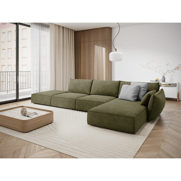 Zelená rohová pohovka (pravý roh) Vanda - Mazzini Sofas-image-1