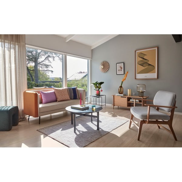 Sivé kreslo s konštrukciou z dubového dreva Hübsch Haze-image-4