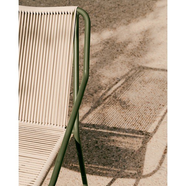 Tmavozelená/béžová kovová záhradná stolička Zivia – Kave Home-image-3