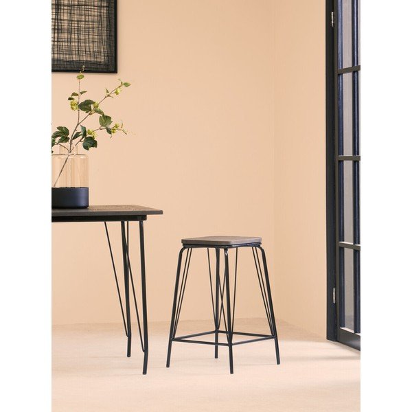 Čierna/hnedá stolička z brestového dreva District – Premier Housewares-image-1