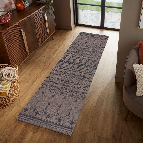 Hnedý prateľný koberec behúň 57x230 cm MATCH NIKO JUTE LOOK – Flair Rugs-image-1