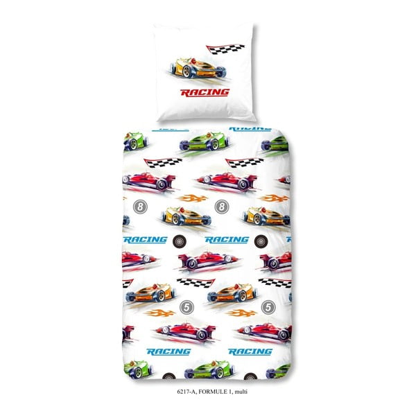 Detské obliečky na jednolôžko z bavlny Good Morning Formule 1, 140 × 200 cm
