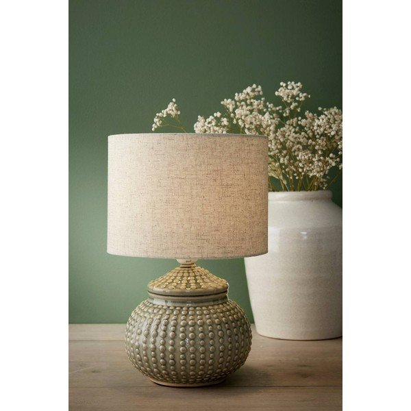 Sivá/béžová ľanová stolová lampa (výška  39 cm) Niko – Ellos Home-image-1