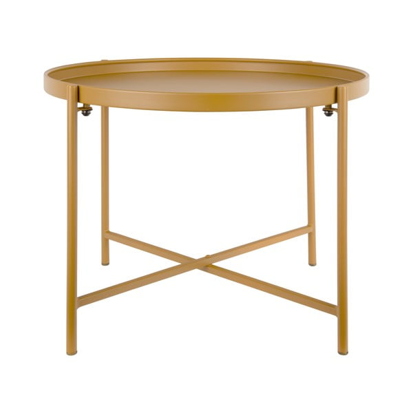 Okrovožltý kovový okrúhly konferenčný stolík ø 50 cm Meseta  – Leitmotiv-image-3