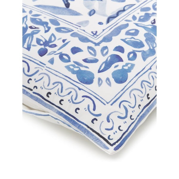 Modro-biele obliečky na jednolôžko z bavlneného saténu Westwing Collection Ryle, 155 x 220 cm-image-4