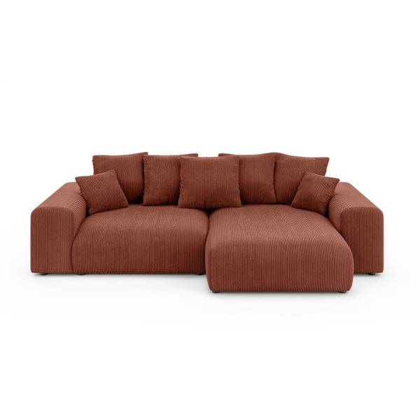 Menčestrová rozkladacia rohová pohovka s úložným priestorom v tehlovej farbe (variabilný roh) Luma – Ropez