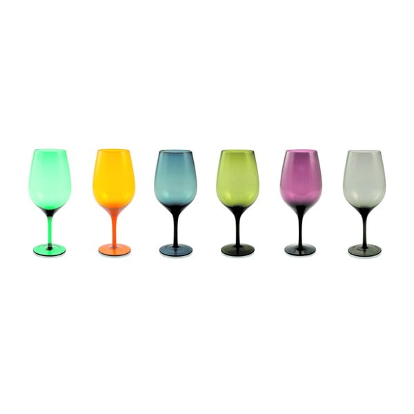Sada 6 farebných pohárov na víno Villa d'Este Happy Hour, 428 ml