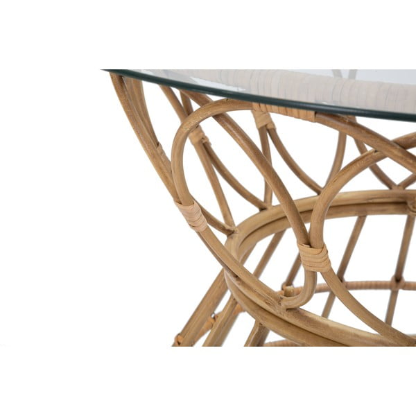 Okrúhly konferenčný stolík so sklenenou doskou v prírodnej farbe ø 75 cm Panama - Mauro Ferretti-image-4