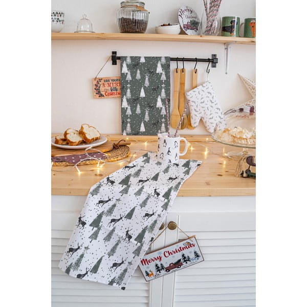 Vianočné bavlnené utierky v súprave 2 ks 50x70 cm Deer in the Forest – Butter Kings-image-1