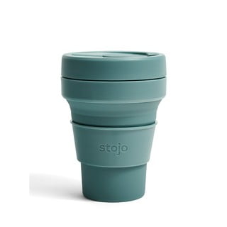 Tmavozelený skladací cestovný hrnček Stojo, 355 ml