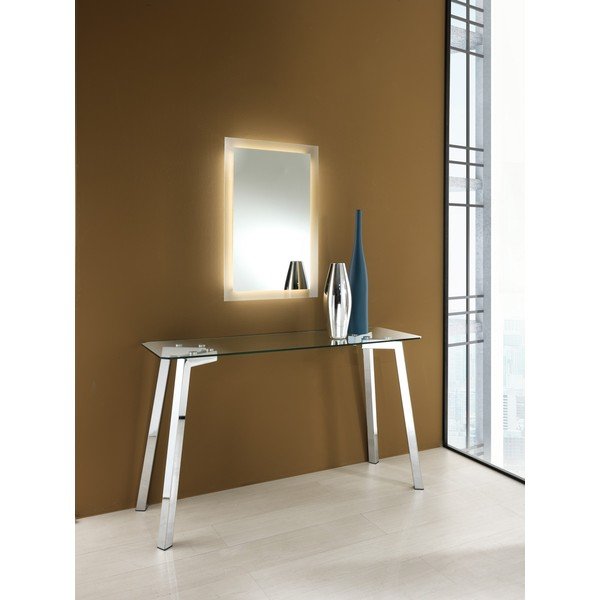 Konzolový stolík so sklenenou doskou v striebornej farbe 40x125 cm Kirk – Tomasucci-image-1