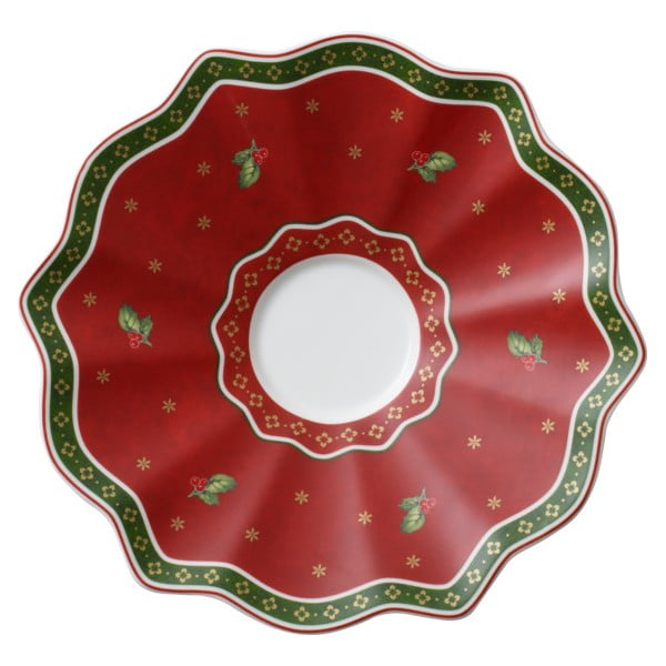 Červený porcelánový tanier s vianočným motívom Villeroy & Boch, ø 16,5 cm