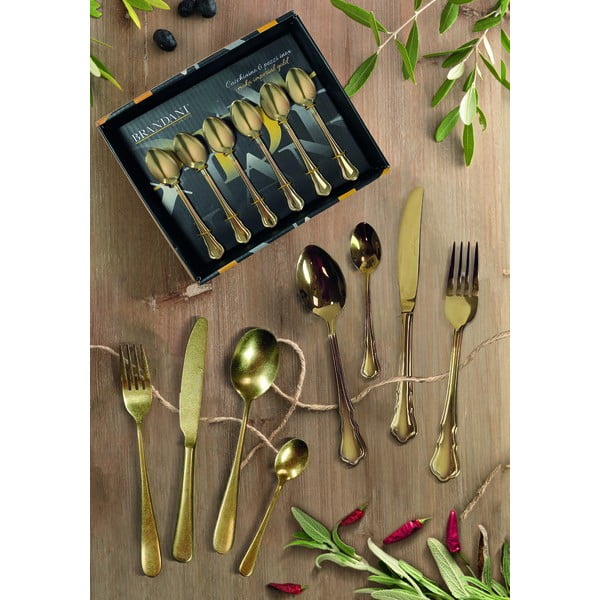 Antikoro príbor 16 ks v zlatej farbe Posate Old - Brandani-image-2