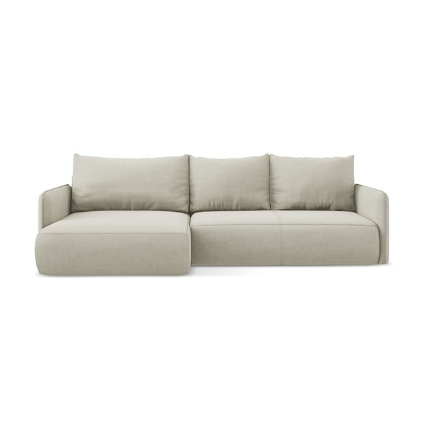 Krémovobiela rozkladacia/s úložným priestorom rohová pohovka (ľavý roh) Nanea – Makamii