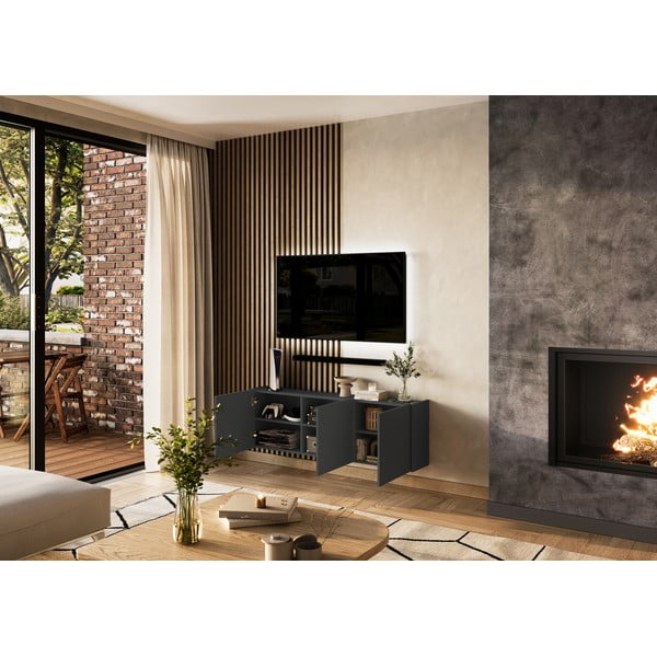 Antracitový TV stolík 138x45 cm Piana – Germania-image-1