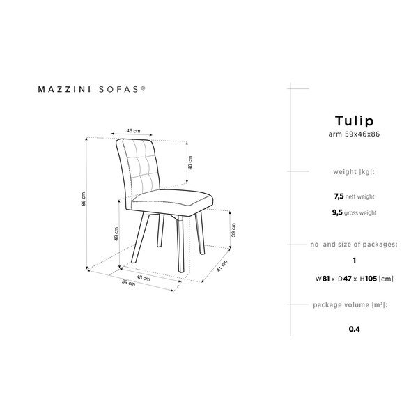 Béžová jedálenská stolička Mazzini Sofas Tulip-image-3