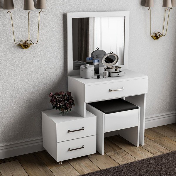 Biely drevený toaletný stolík Alacati-image-3