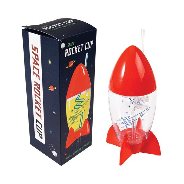 Fľaša so slamkou v tvare rakety Rex London Space Age