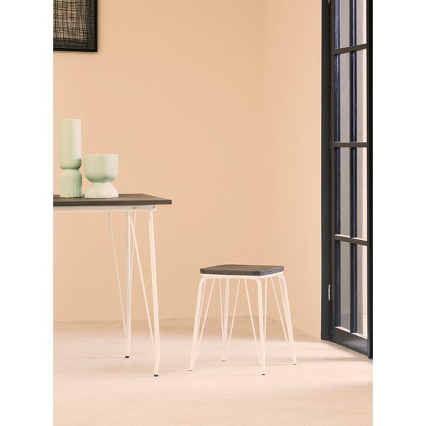 Biela/v tmavo prírodnej farbe stolička z brestového dreva District – Premier Housewares-image-3