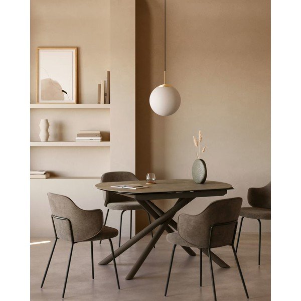 Hnedé čalúnené jedálenské kreslá v súprave 2 ks Yunia – Kave Home-image-1