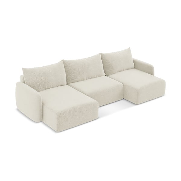 Krémovobiela rozkladacia/s úložným priestorom rohová pohovka Kalena – Makamii-image-2